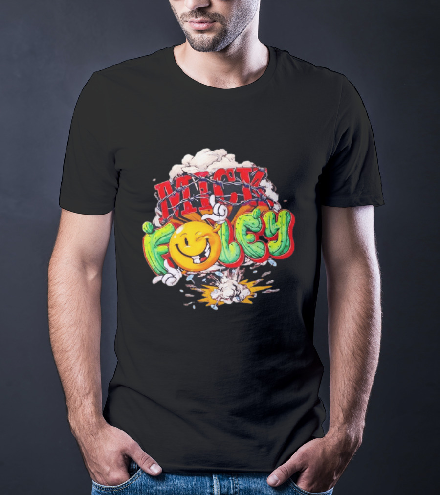 Mick Foley Cactus Smiley Face Barbed Wire Explosive Burst T-Shirt
