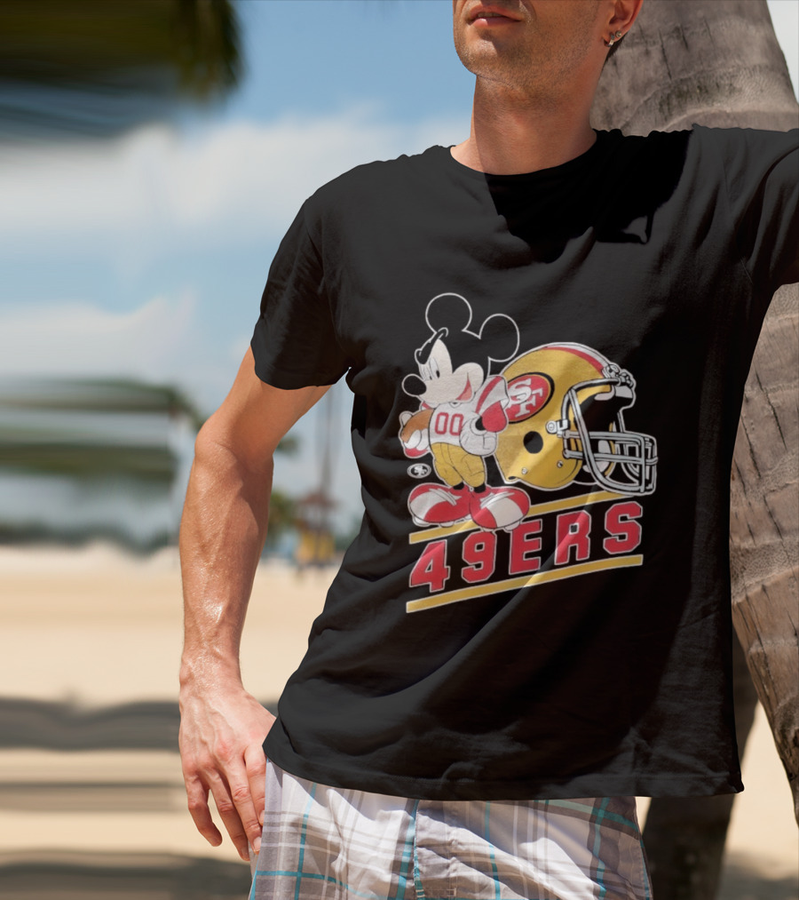 Mickey Mouse With San Francisco 49ers Helmet Football 49ers T-Shirt