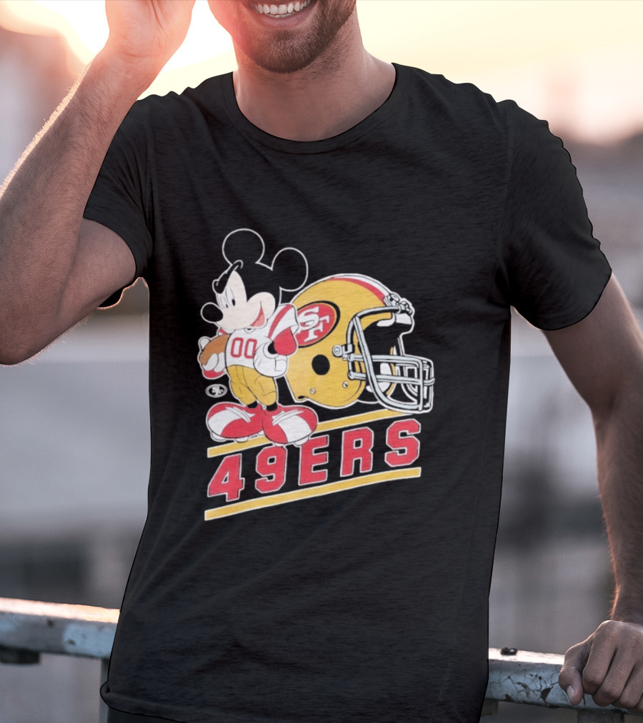 Mickey Mouse With San Francisco 49ers Helmet Football 49ers T-Shirt