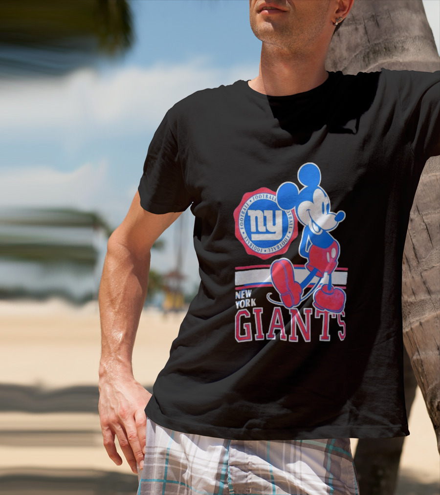 Mickey Mouse New York Giants Football NY Sports Fan T-Shirt
