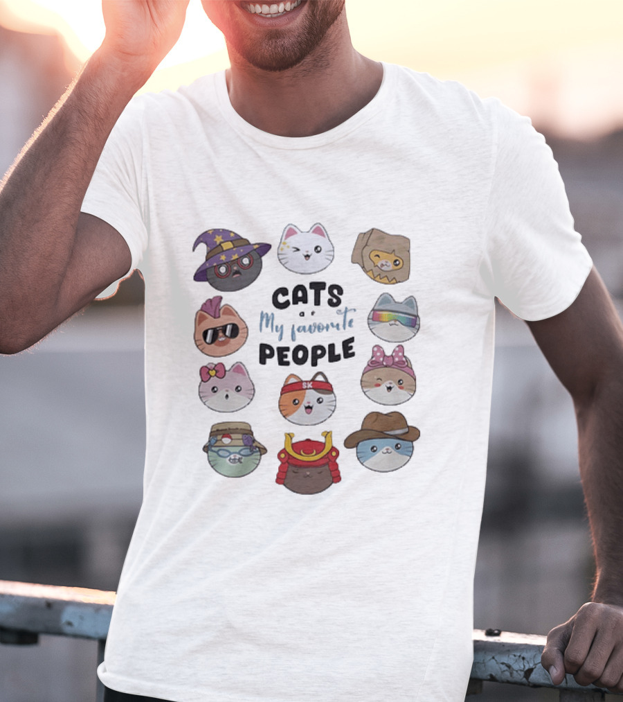 Cats Are My Favorite People Cute Wizard Ninja Cowboy Kawaii Kittens T-Shirt