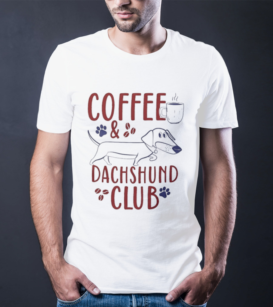 Coffee And Dachshund Club Paw Print Caffeine Espresso T-Shirt