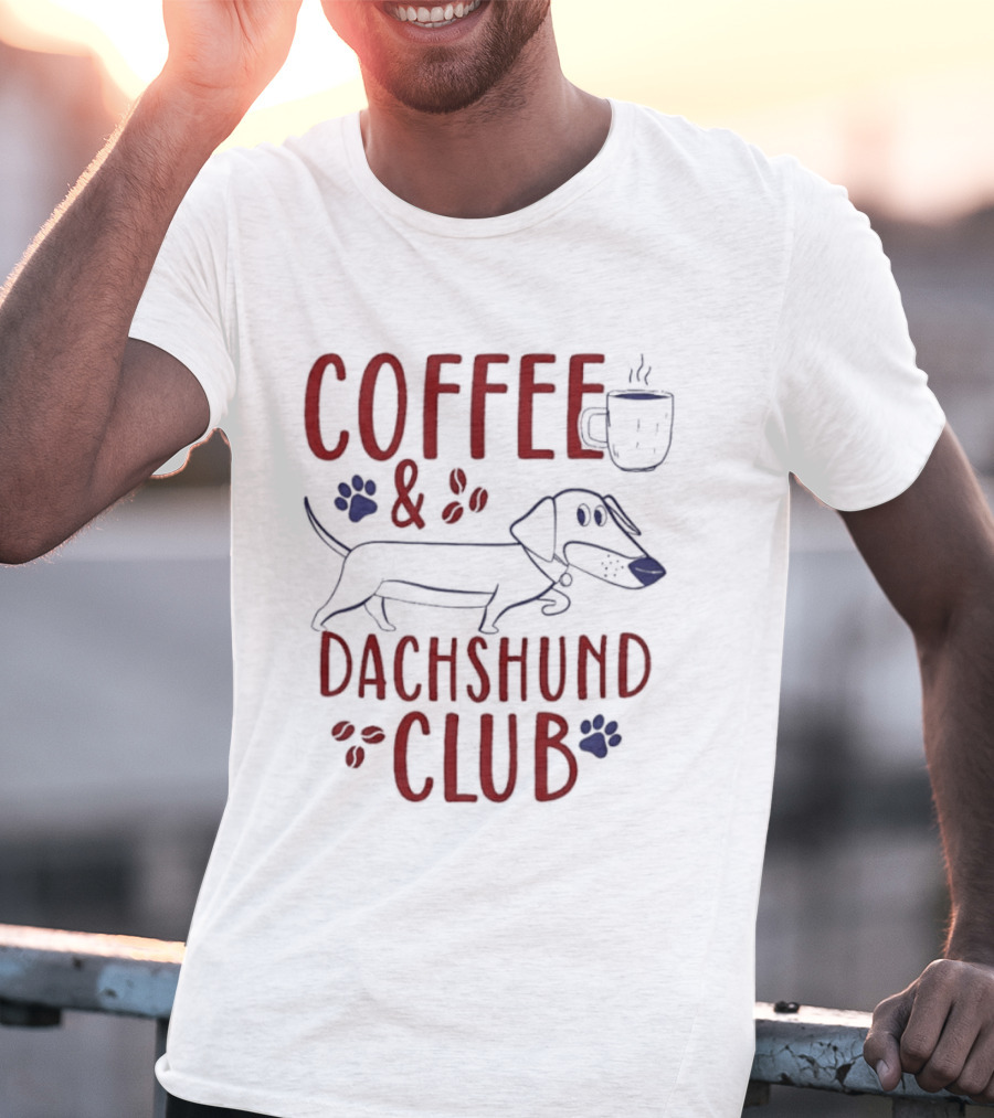 Coffee And Dachshund Club Paw Print Caffeine Espresso T-Shirt