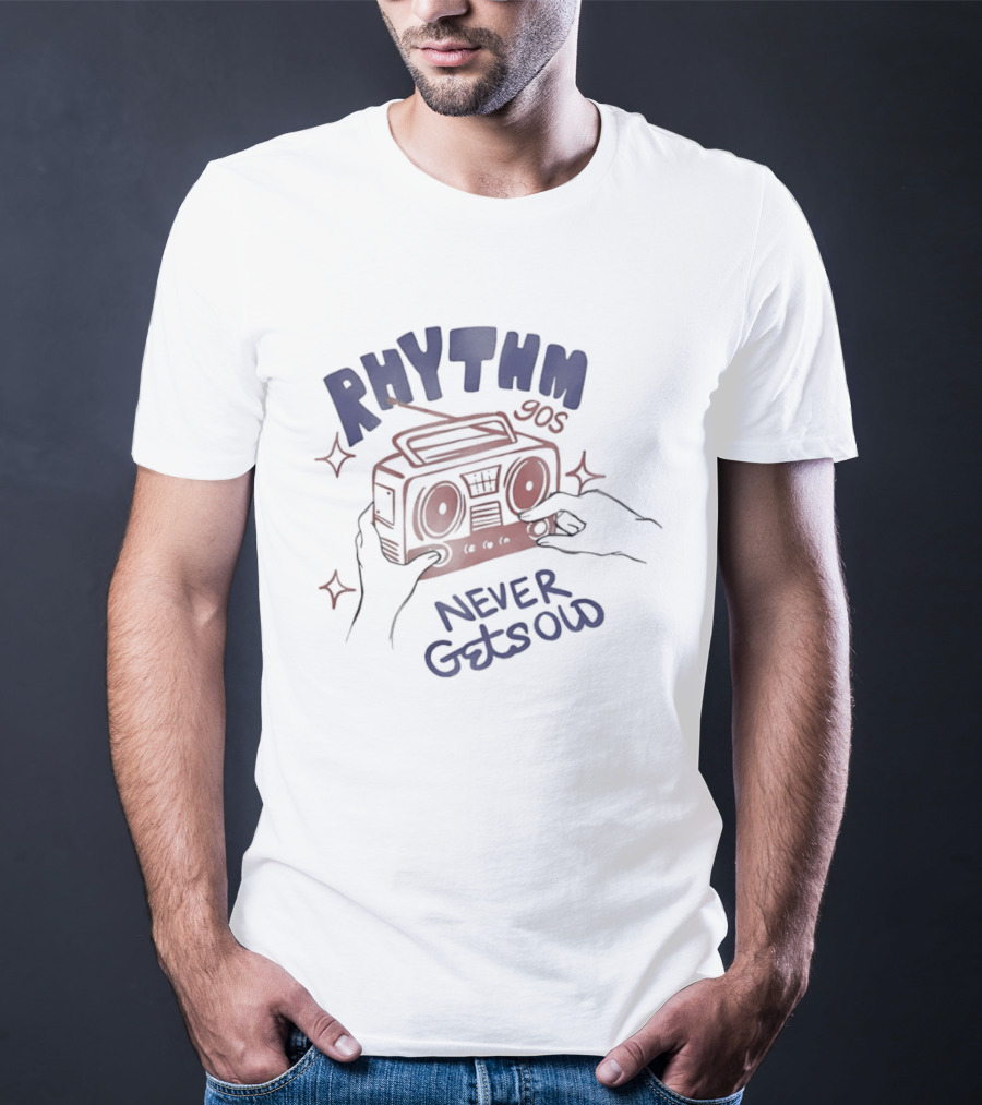 Rhythm 90s Boombox Never Gets Old Retro Music Vibes T-Shirt