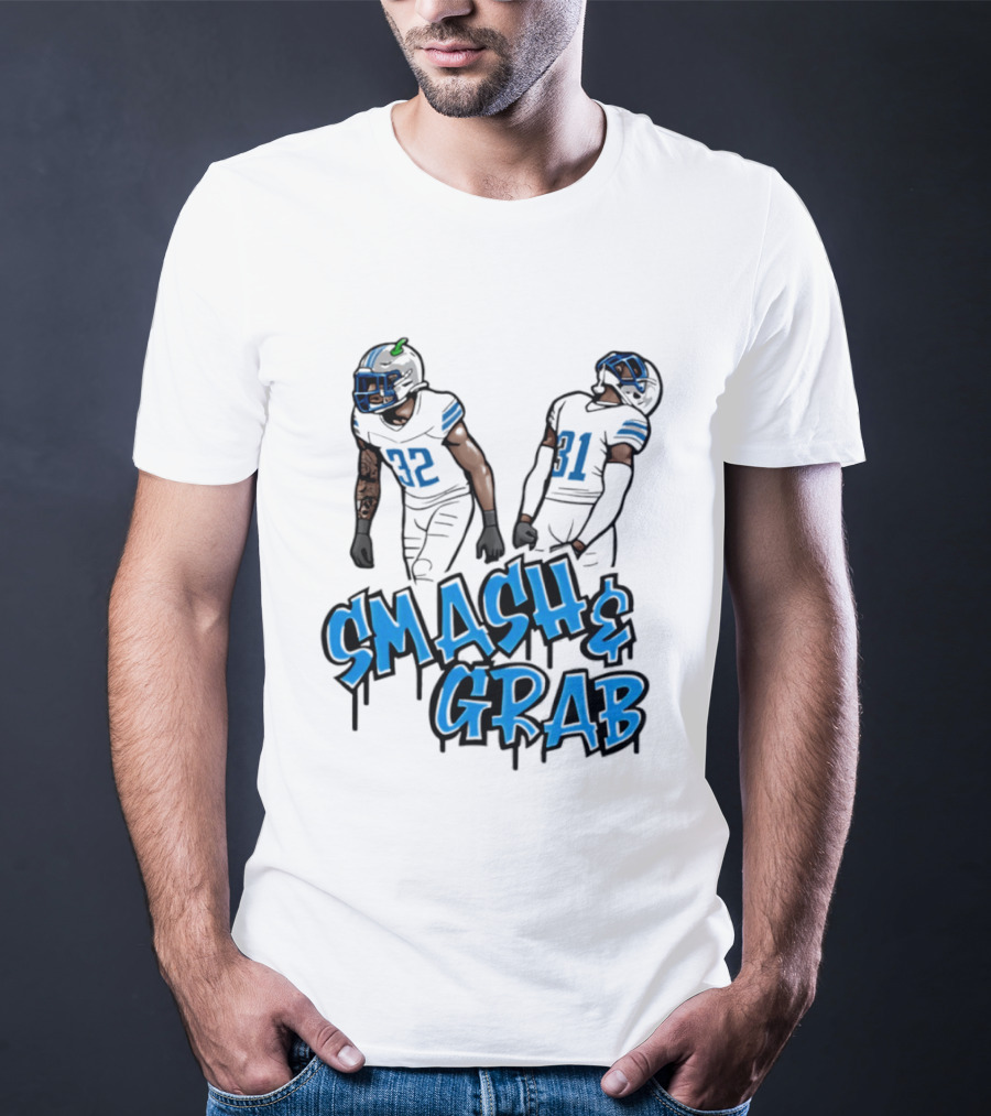 Detroit Lions Smash And Grab Football Players 32 And 31 Sports Fan Gear T-Shirt