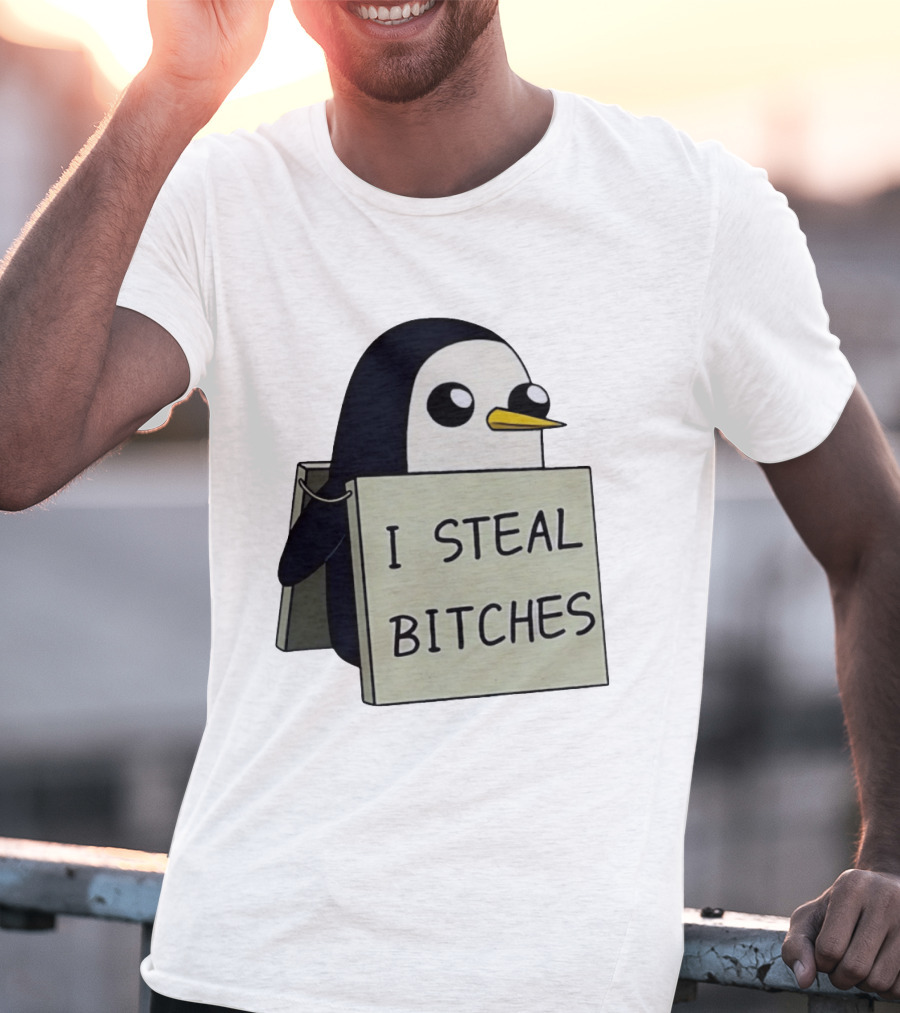 Gunter The Penguin I Steal Bitches Adventure Time Iconic Character Humor T-Shirt