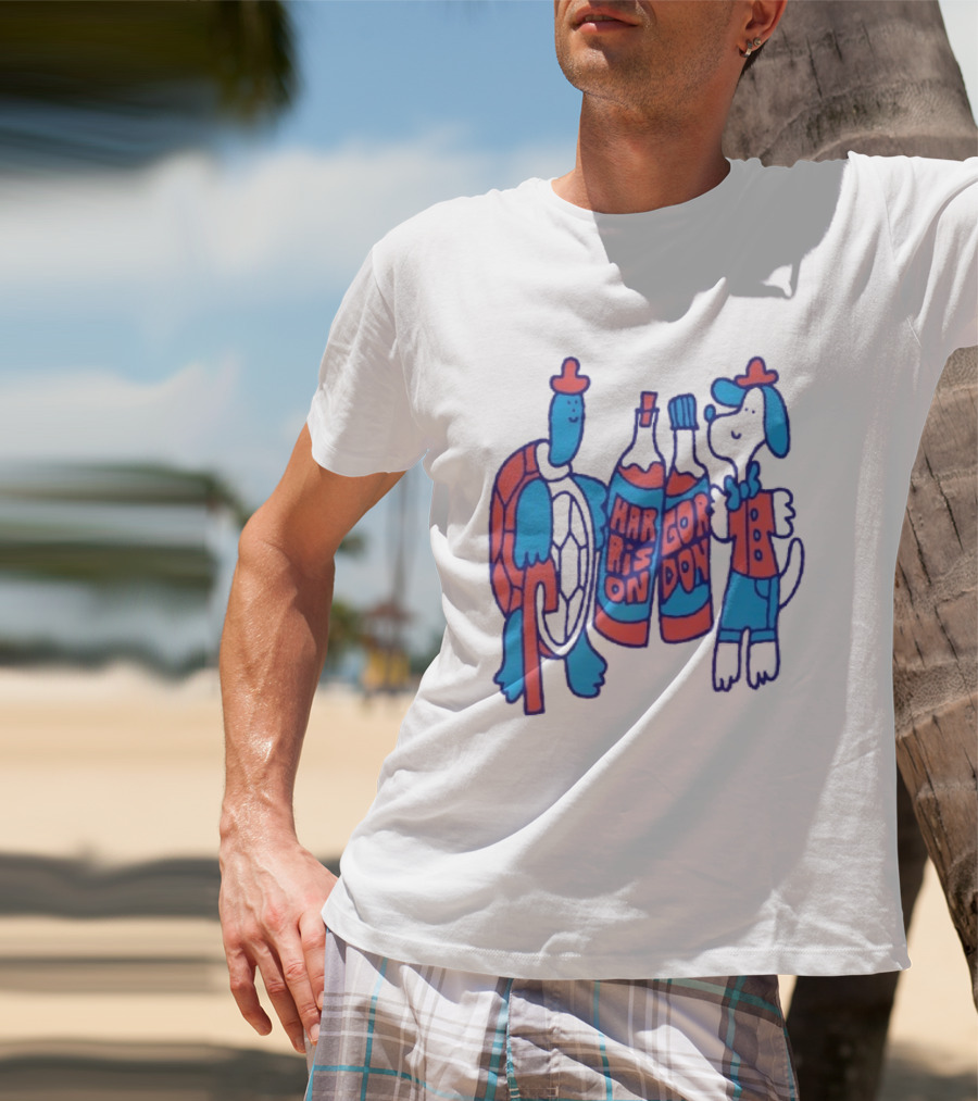 Harrison Gordon Honey TV Turtle Dog Duo With Bottles T-Shirt