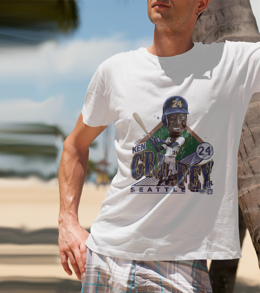 Ken Griffey Jr 24 Seattle Mariners 500 HR Club Distressed T-Shirt