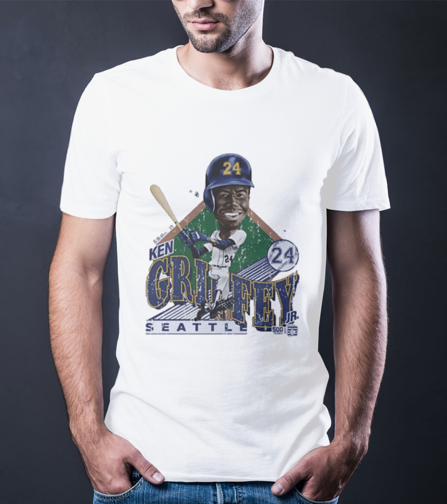 Ken Griffey Jr 24 Seattle Mariners 500 HR Club Distressed T-Shirt