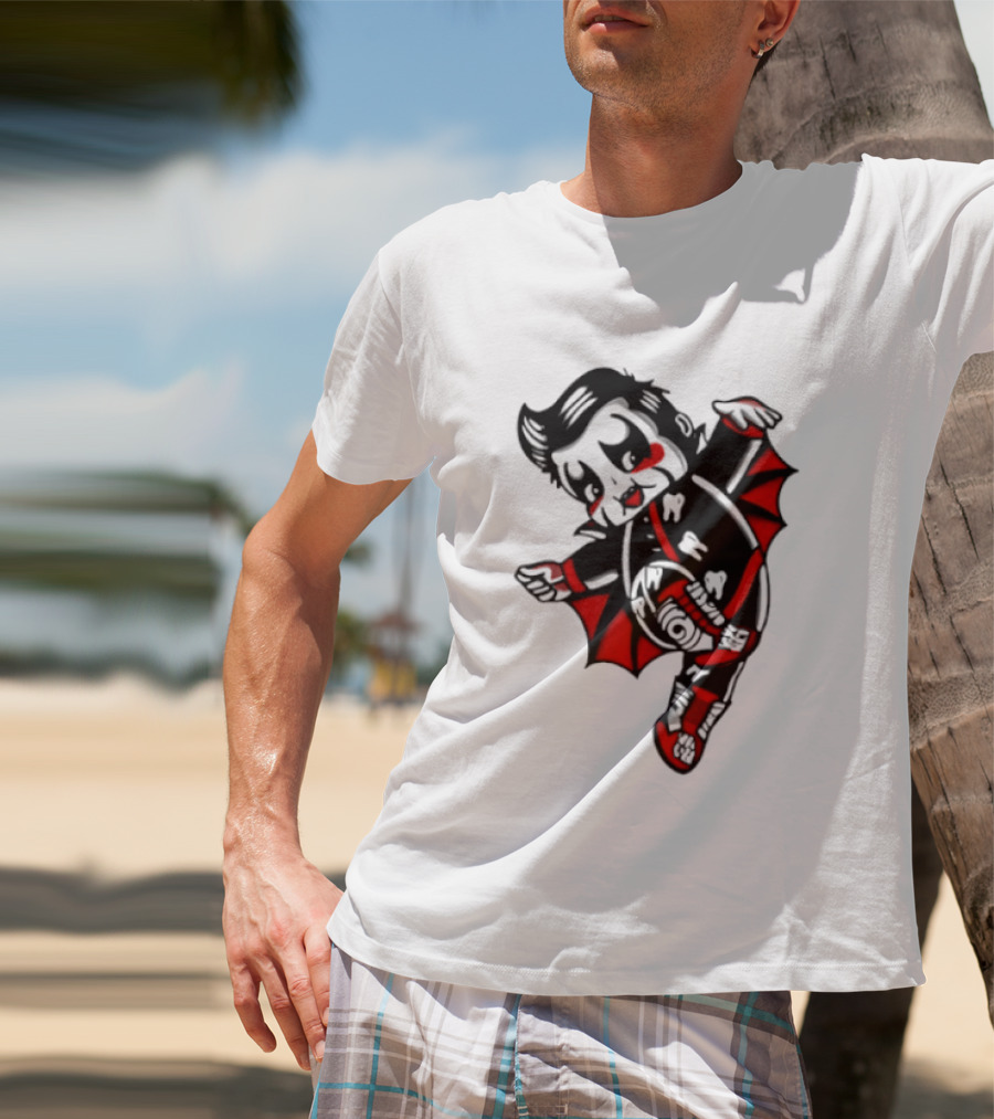 Little Vampire Kewpie Doll With Wings Teeth And Red Details T-Shirt