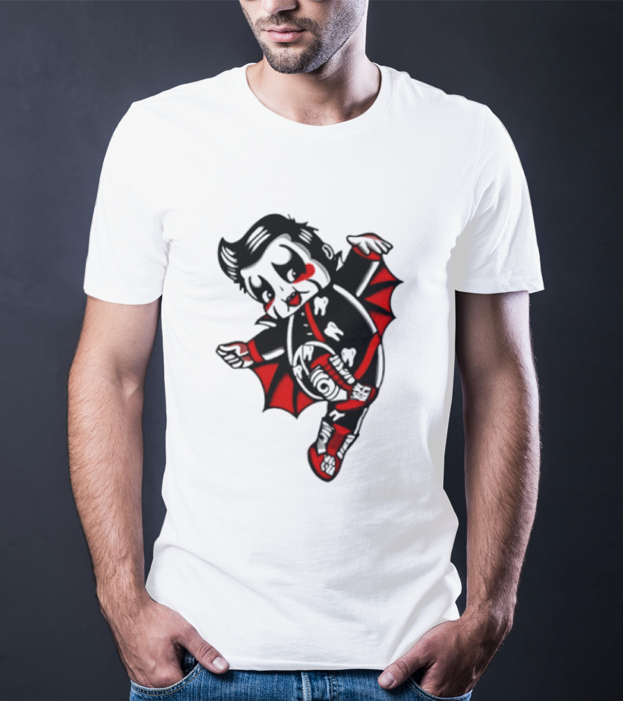 Little Vampire Kewpie Doll With Wings Teeth And Red Details T-Shirt