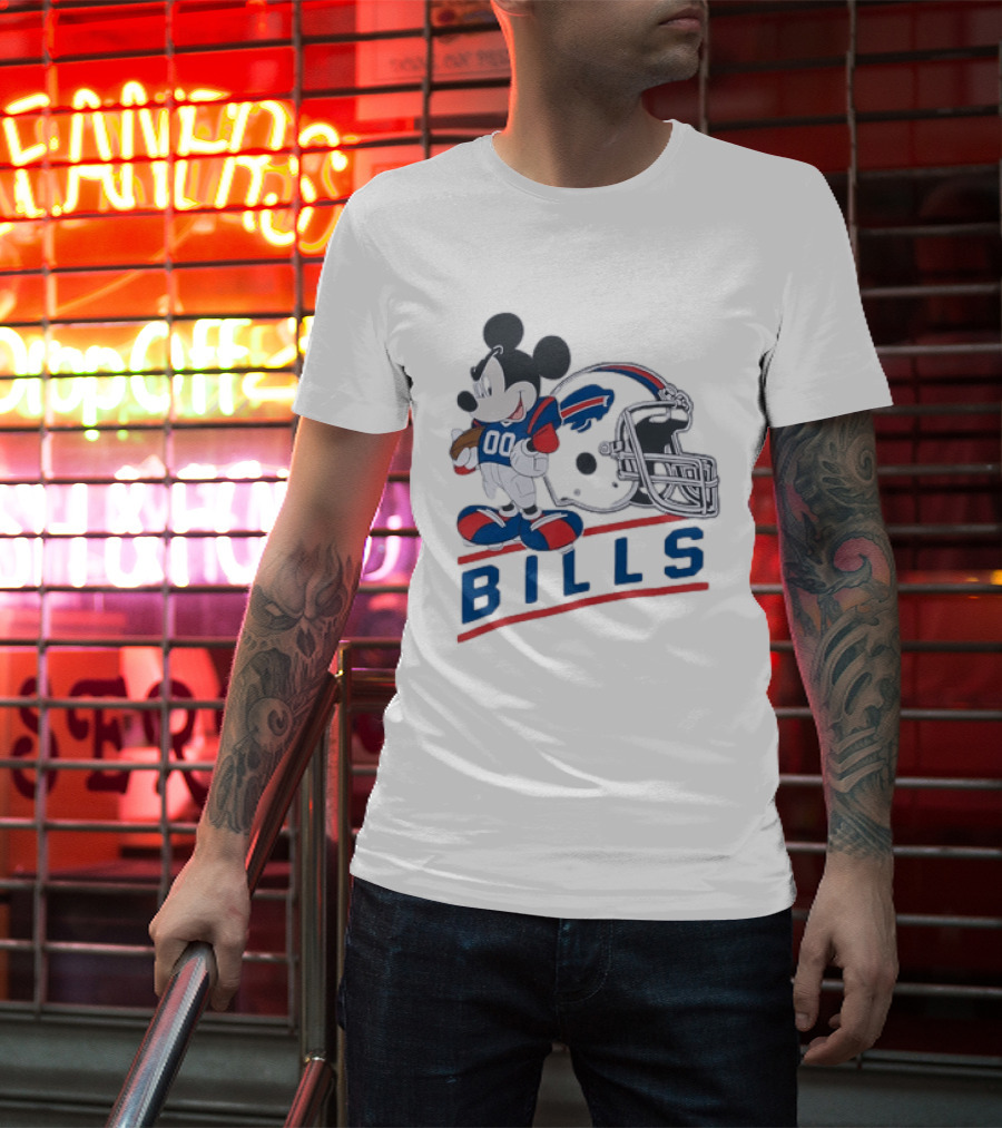 Mickey Mouse Buffalo Bills 00 Jersey Football Helmet T-Shirt