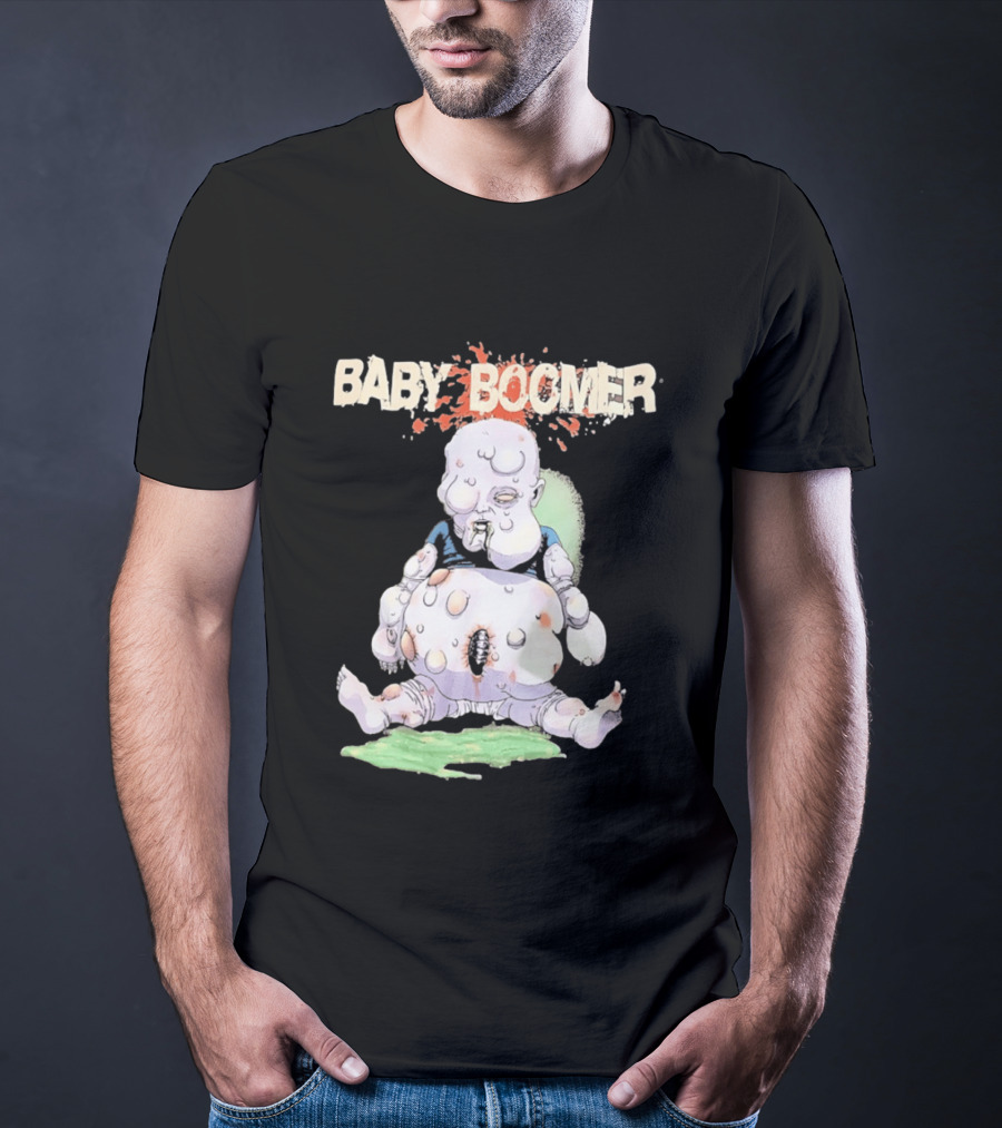 Baby Boomer Zombie Mutant Infant Horror Creepy Cartoon Character Rugged T-Shirt