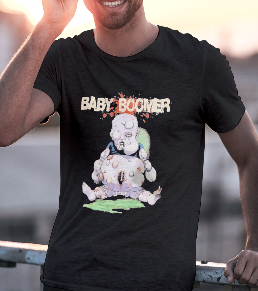 Baby Boomer Zombie Mutant Infant Horror Creepy Cartoon Character Rugged T-Shirt