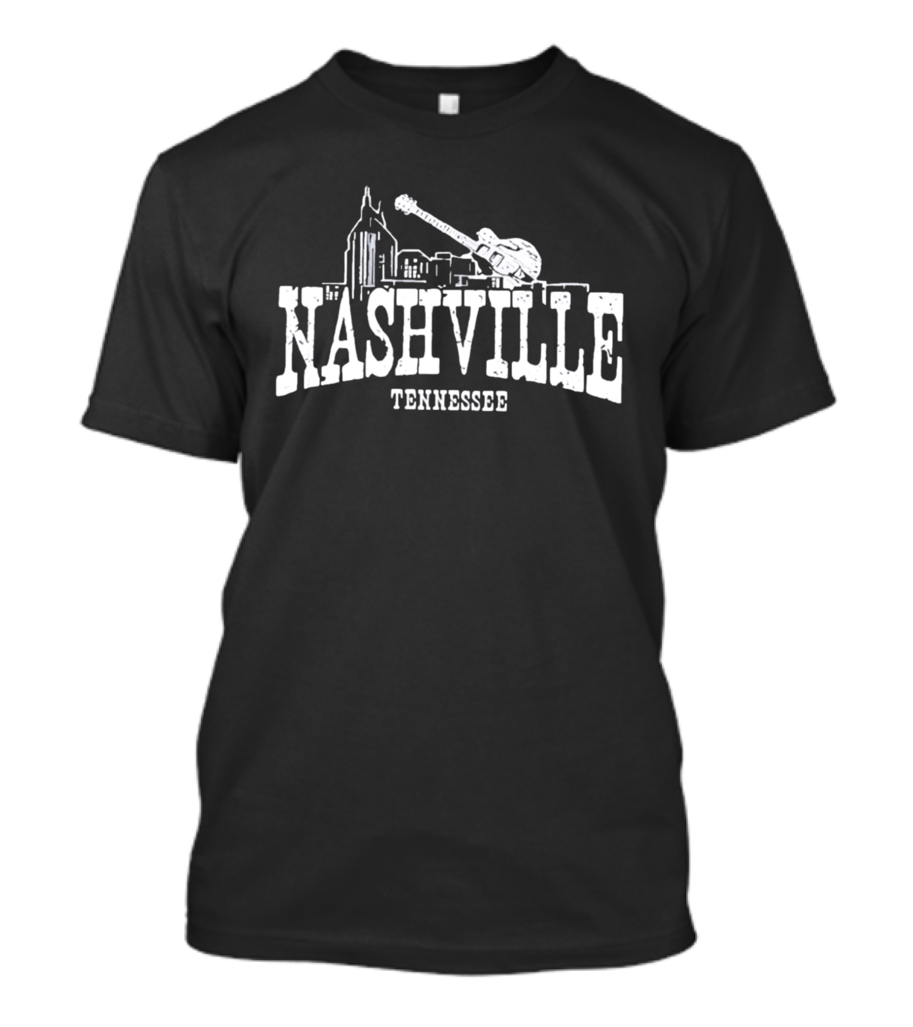 Nashville Tennessee Skyline Guitar City Music Scene T-Shirt