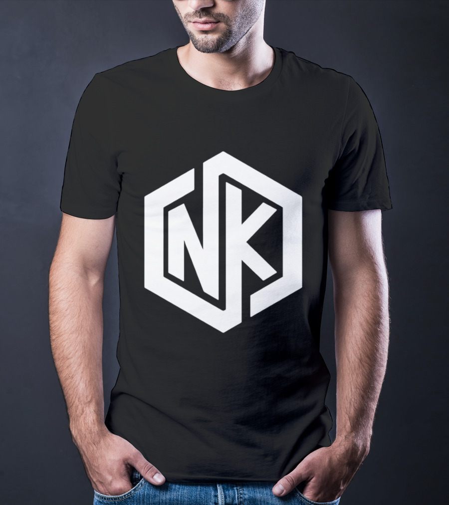 NK Minimalist Hexagon Symbol White Marble Effect T-Shirt