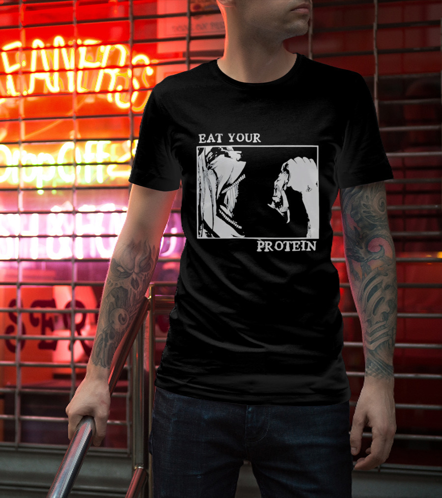 Eat Your Protein Beast Devouring Prey Fierce Motivation T-Shirt