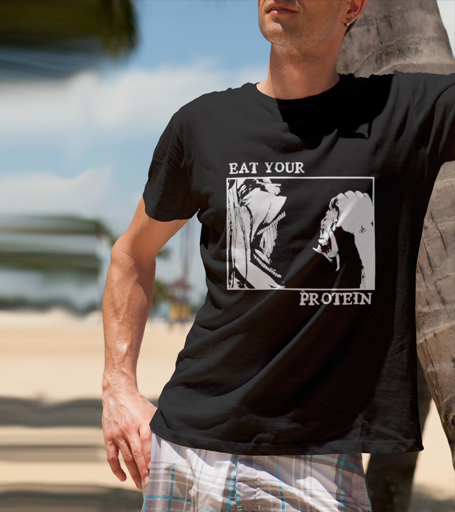Eat Your Protein Beast Devouring Prey Fierce Motivation T-Shirt