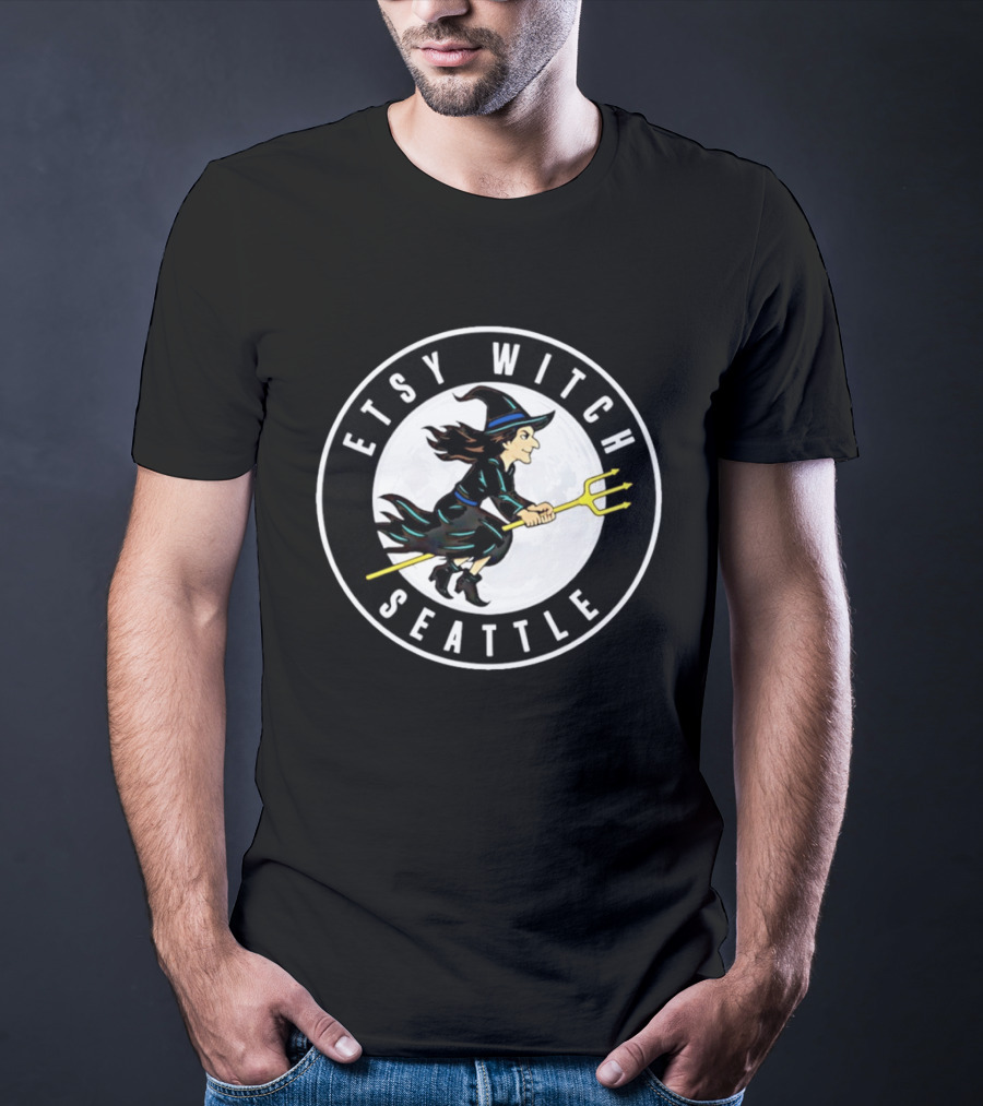 Etsy Witch Seattle Full Moon Trident Rider Fantasy T-Shirt