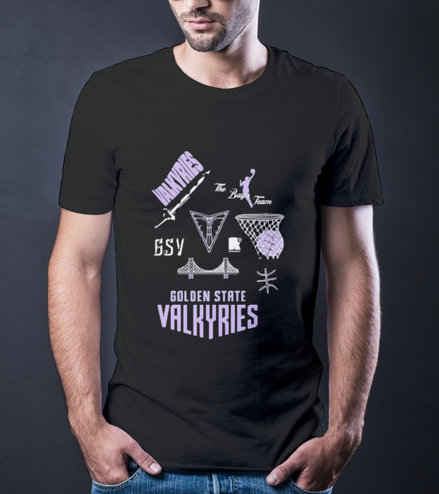 Golden State Valkyries The Bay's Team Basketball Collage GSV Bridge Sword T-Shirt