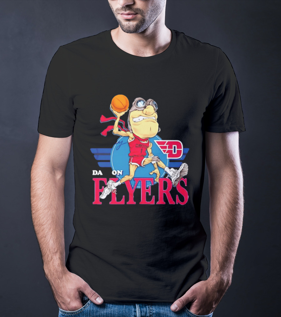 Dayton Flyers Rudy Dunking Basketball Cartoon T-Shirt