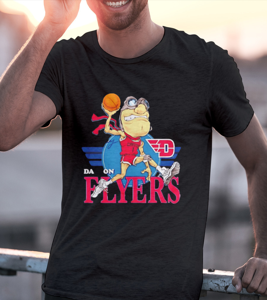 Dayton Flyers Rudy Dunking Basketball Cartoon T-Shirt