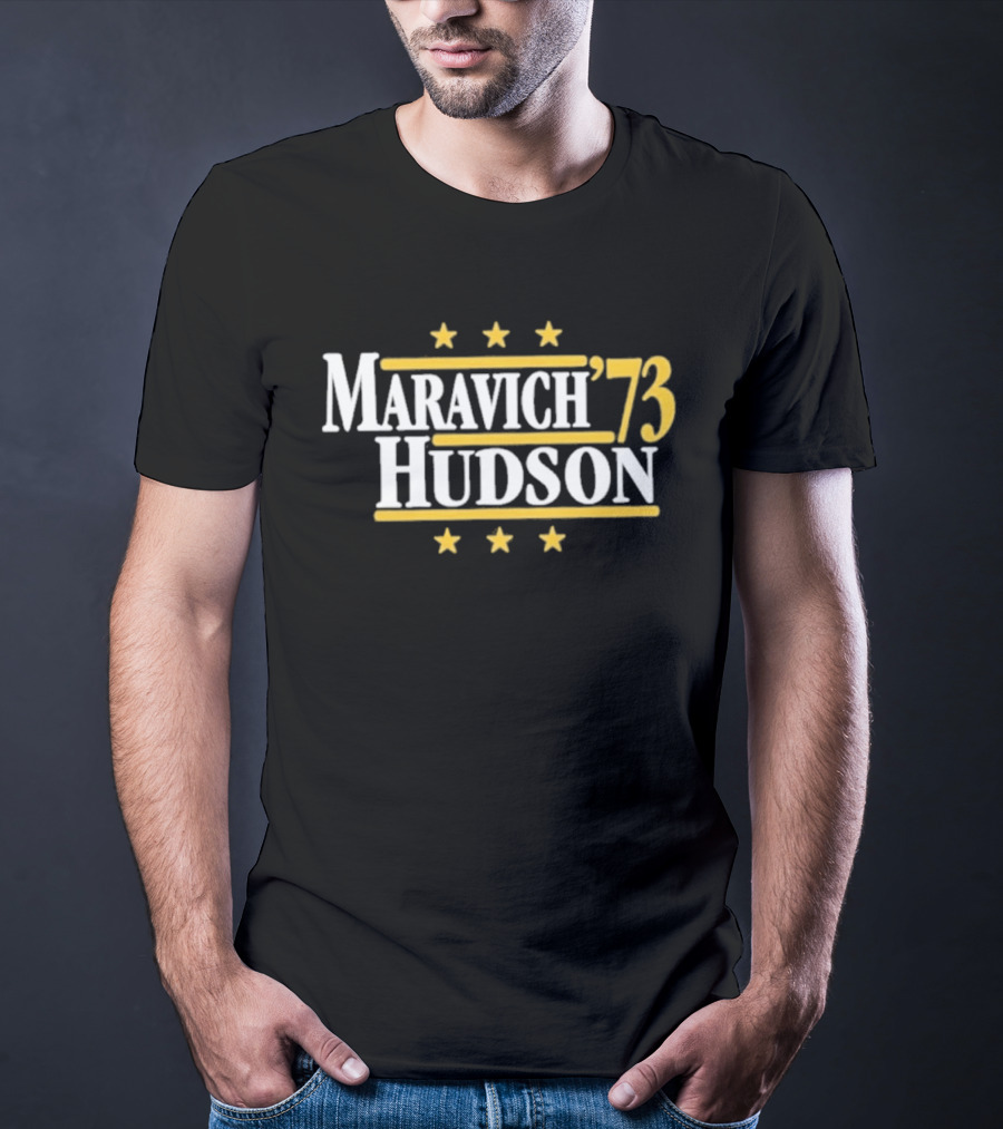 Maravich Hudson 1973 Atlanta Hawks Basketball Stars T-Shirt