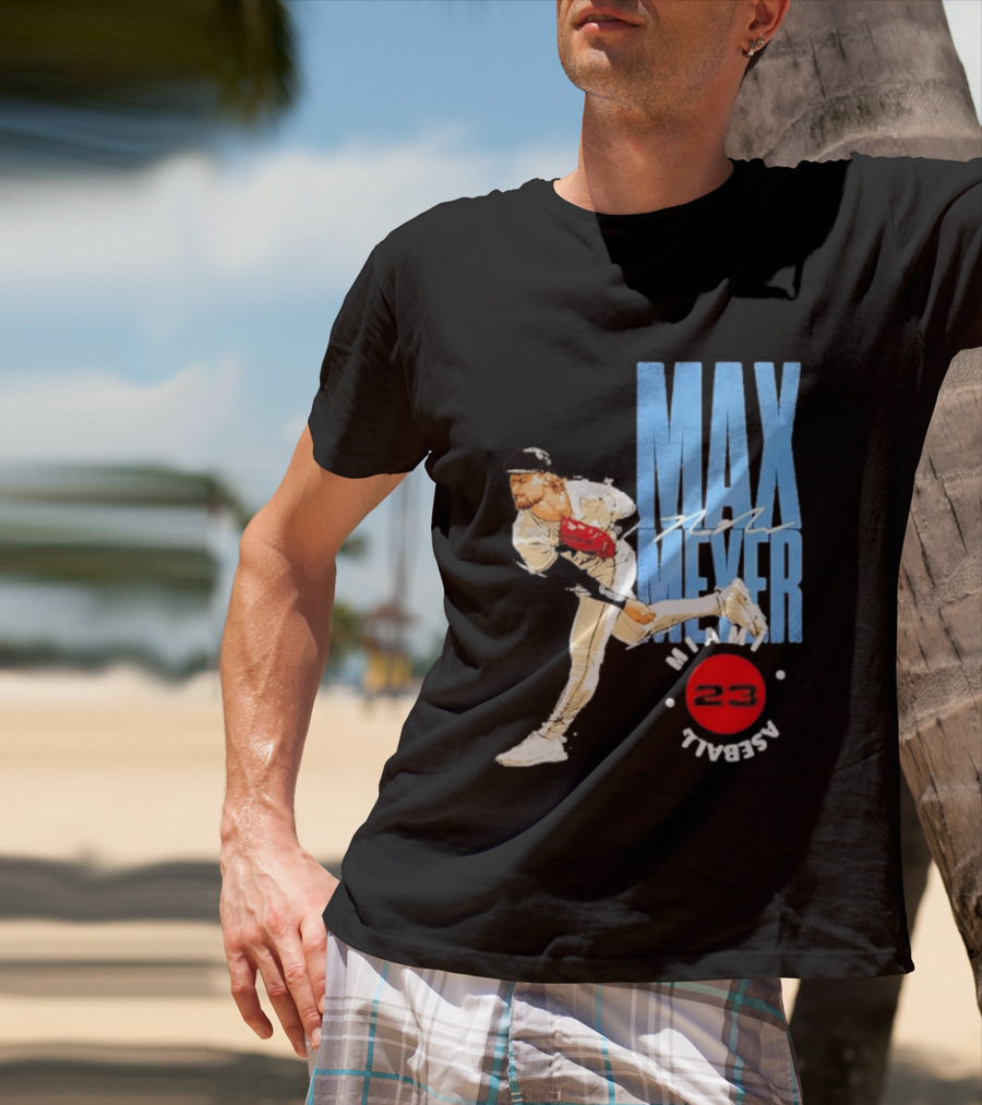 Max Meyer Miami Marlins Baseball 23 Stamp T-Shirt