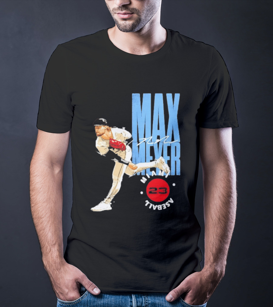 Max Meyer Miami Marlins Baseball 23 Stamp T-Shirt