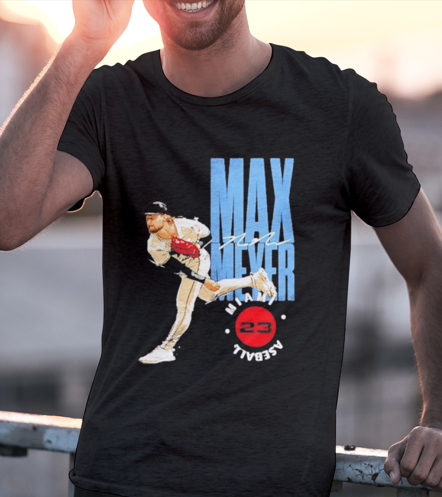 Max Meyer Miami Marlins Baseball 23 Stamp T-Shirt