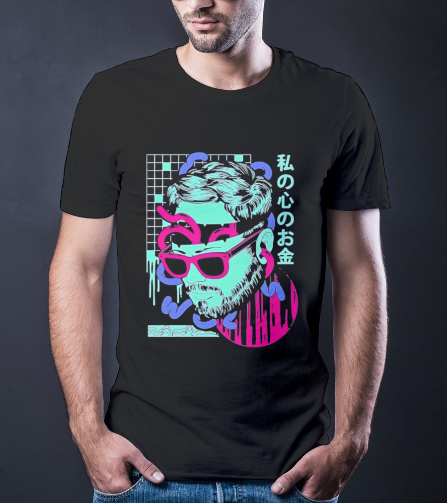 Vaporwave Aesthetic Japanese Cyberpunk Sunglasses Drip Grid T-Shirt