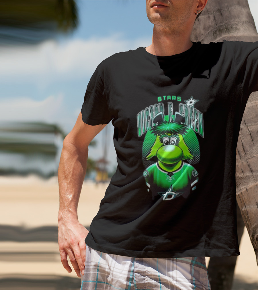 Dallas Stars Victor E Green Mascot NHL Fan Gear T-Shirt
