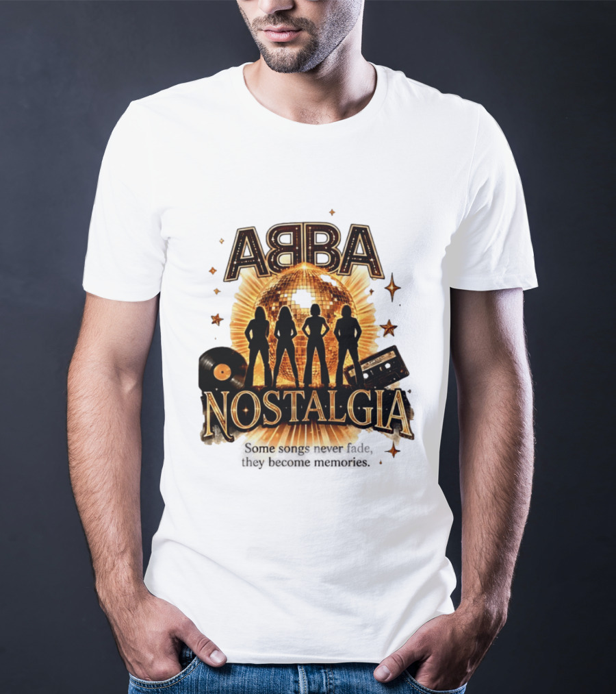 ABBA Nostalgia Some Songs Never Fade Memories Disco Vinyl Cassette T-Shirt