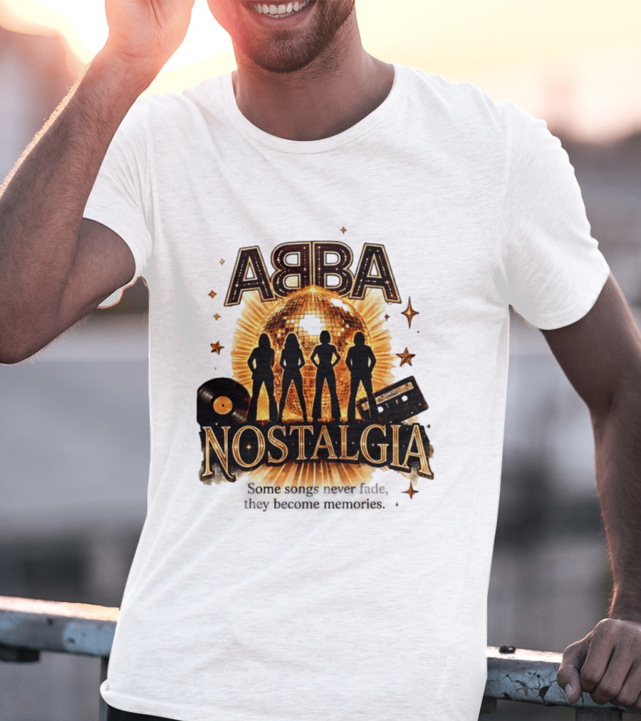 ABBA Nostalgia Some Songs Never Fade Memories Disco Vinyl Cassette T-Shirt