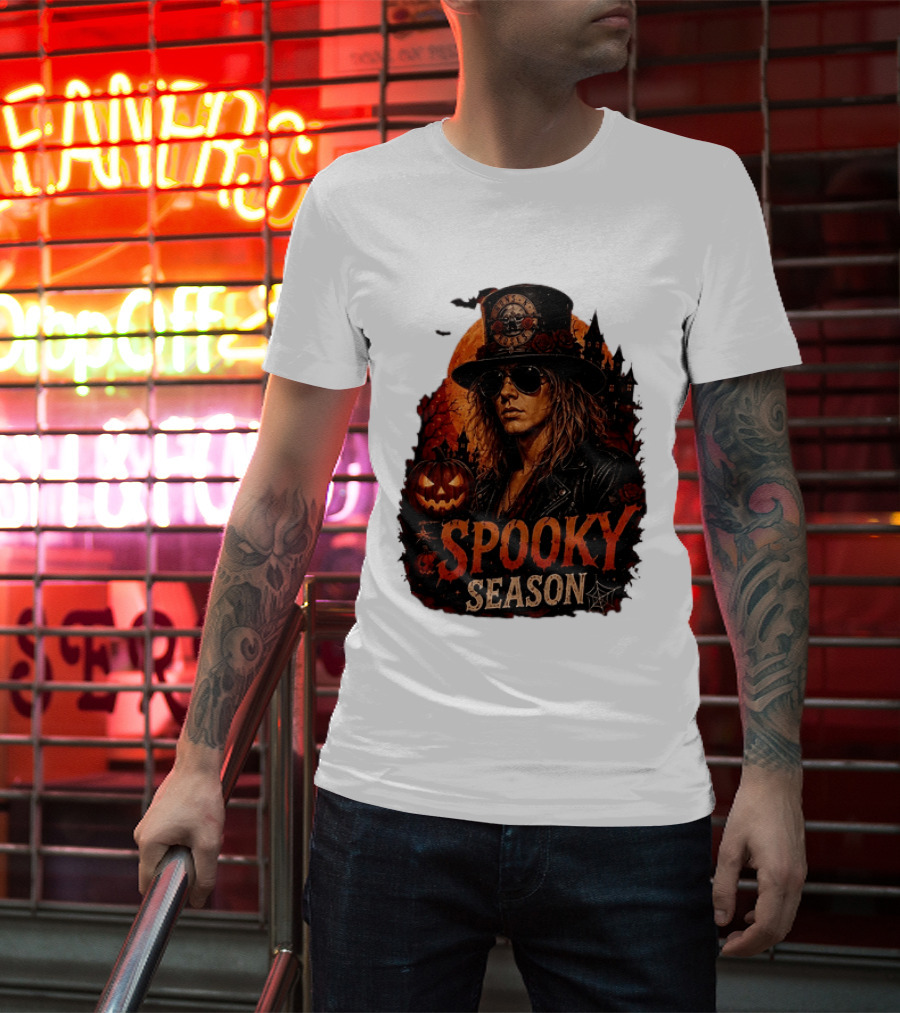 Spooky Season Buns N' Roses Halloween Pumpkin Slash T-Shirt