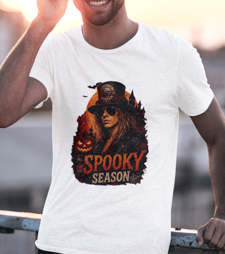 Spooky Season Buns N' Roses Halloween Pumpkin Slash T-Shirt
