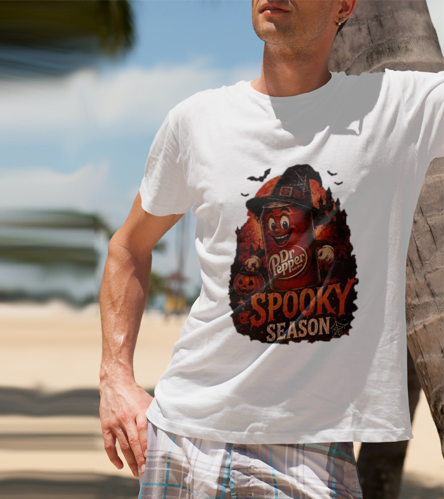 Dr Pepper Halloween Witch Can Spooky Season With Jack O' Lantern And Bats T-Shirt