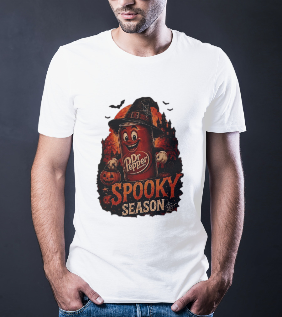 Dr Pepper Halloween Witch Can Spooky Season With Jack O' Lantern And Bats T-Shirt