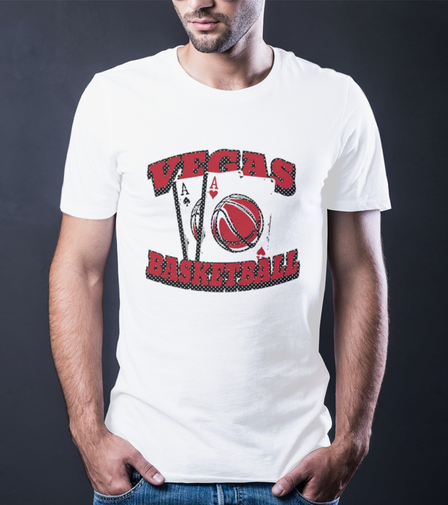 Vegas Basketball Poker Aces Playing Cards Red T-Shirt