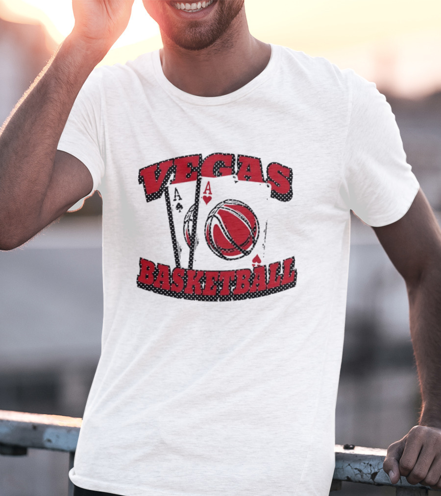 Vegas Basketball Poker Aces Playing Cards Red T-Shirt