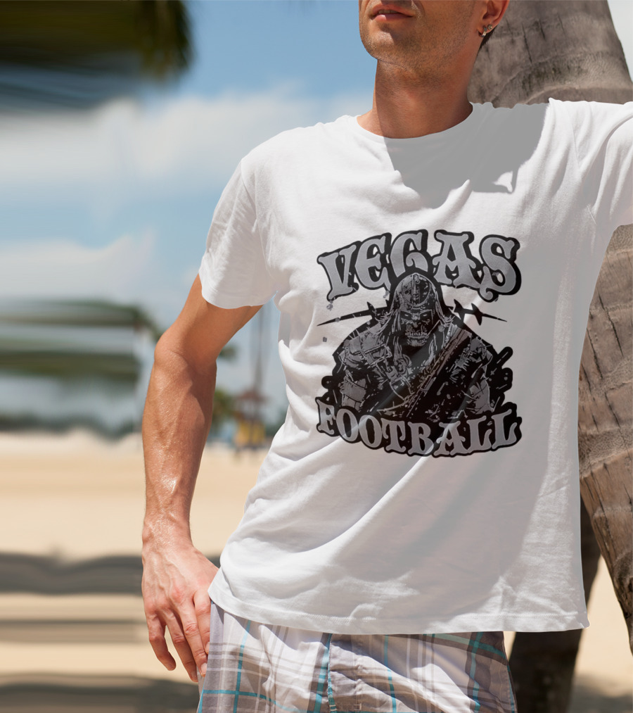 Vegas Football Undead Warrior Grayscale T-Shirt
