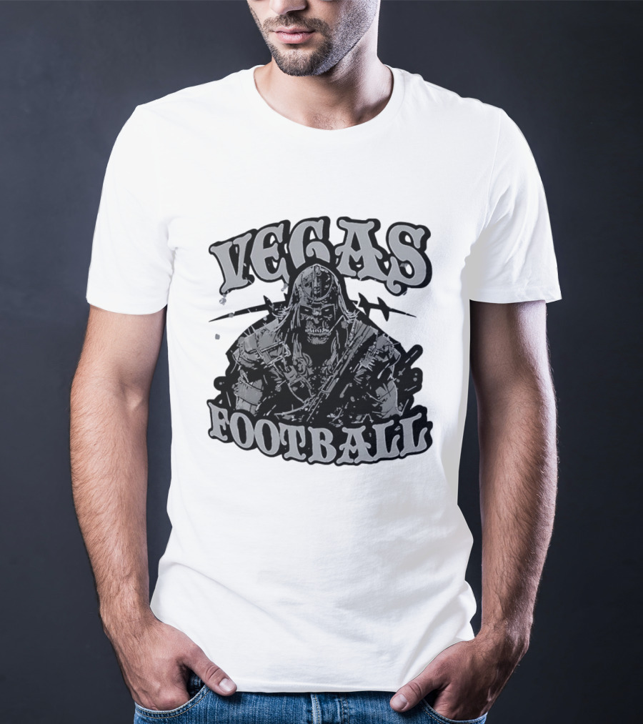 Vegas Football Undead Warrior Grayscale T-Shirt