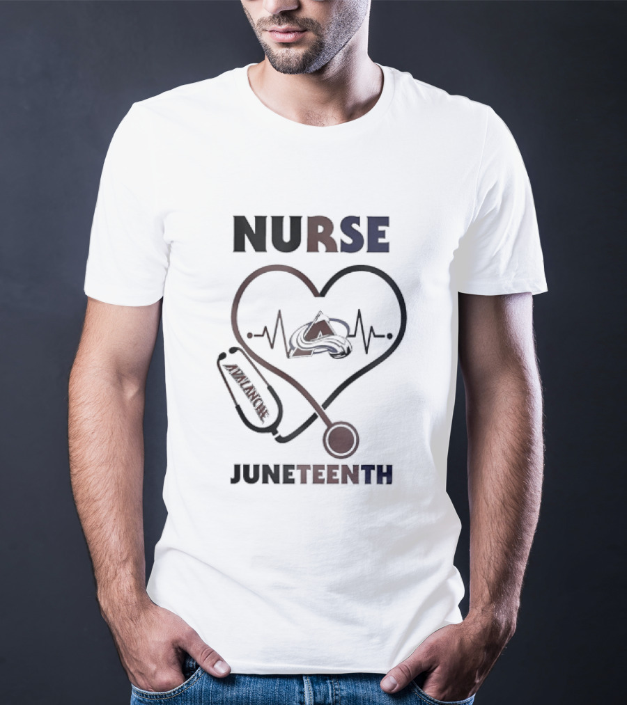 Nurse Heart Stethoscope Colorado Avalanche Juneteenth T-Shirt