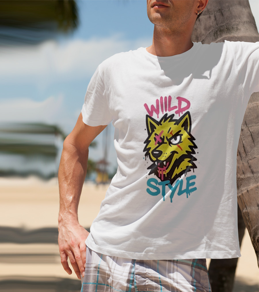 Wild Wolf Wild Style Graffiti Art Urban Streetwear T-Shirt