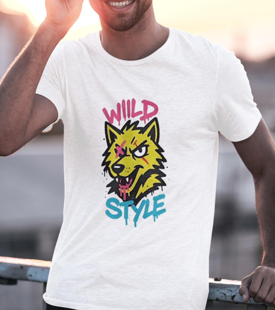 Wild Wolf Wild Style Graffiti Art Urban Streetwear T-Shirt