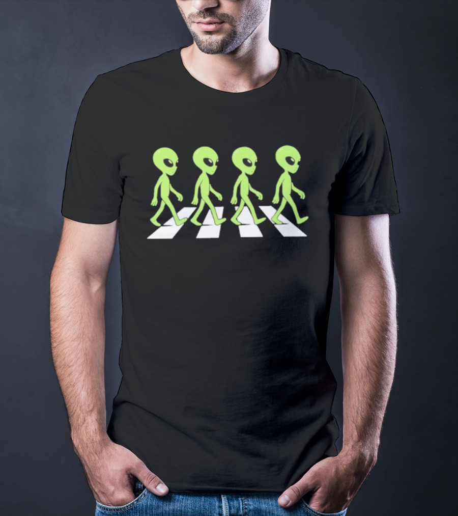 Abbey Road Alien Crosswalk UFO Aliens T-Shirt