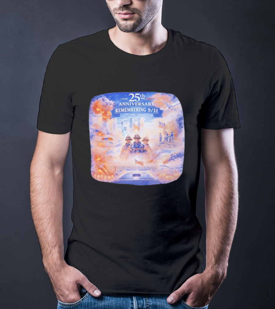25th Anniversary Remembering 9/11 Memorial 2001 2026 Never Forget America T-Shirt