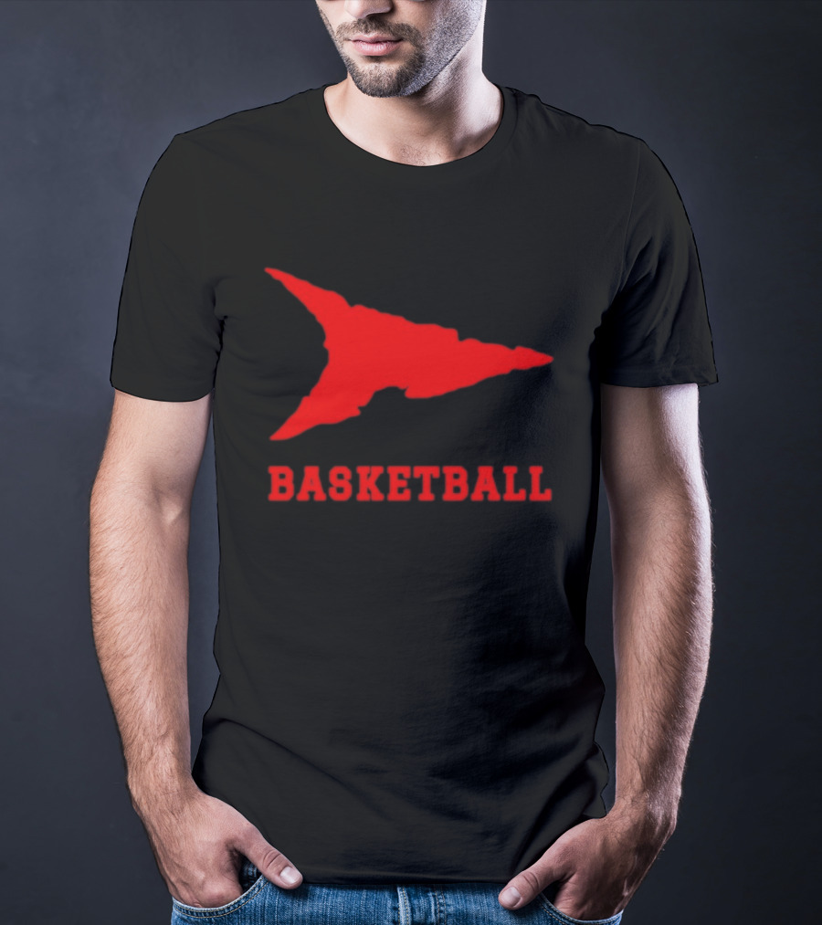 Basketball Red Arrowhead Flame Shape Lettering T-Shirt