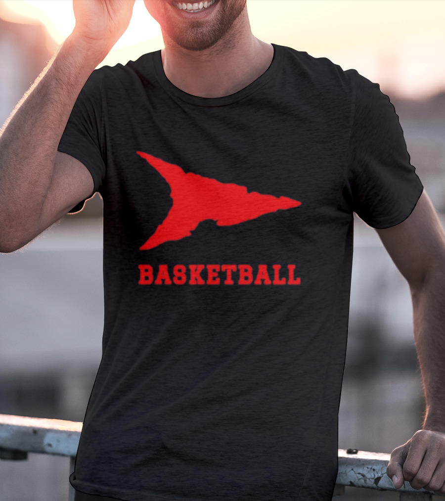 Basketball Red Arrowhead Flame Shape Lettering T-Shirt