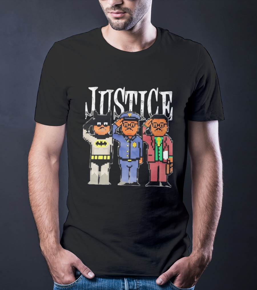 Justice Batman Police Officer Joker Pixel T-Shirt